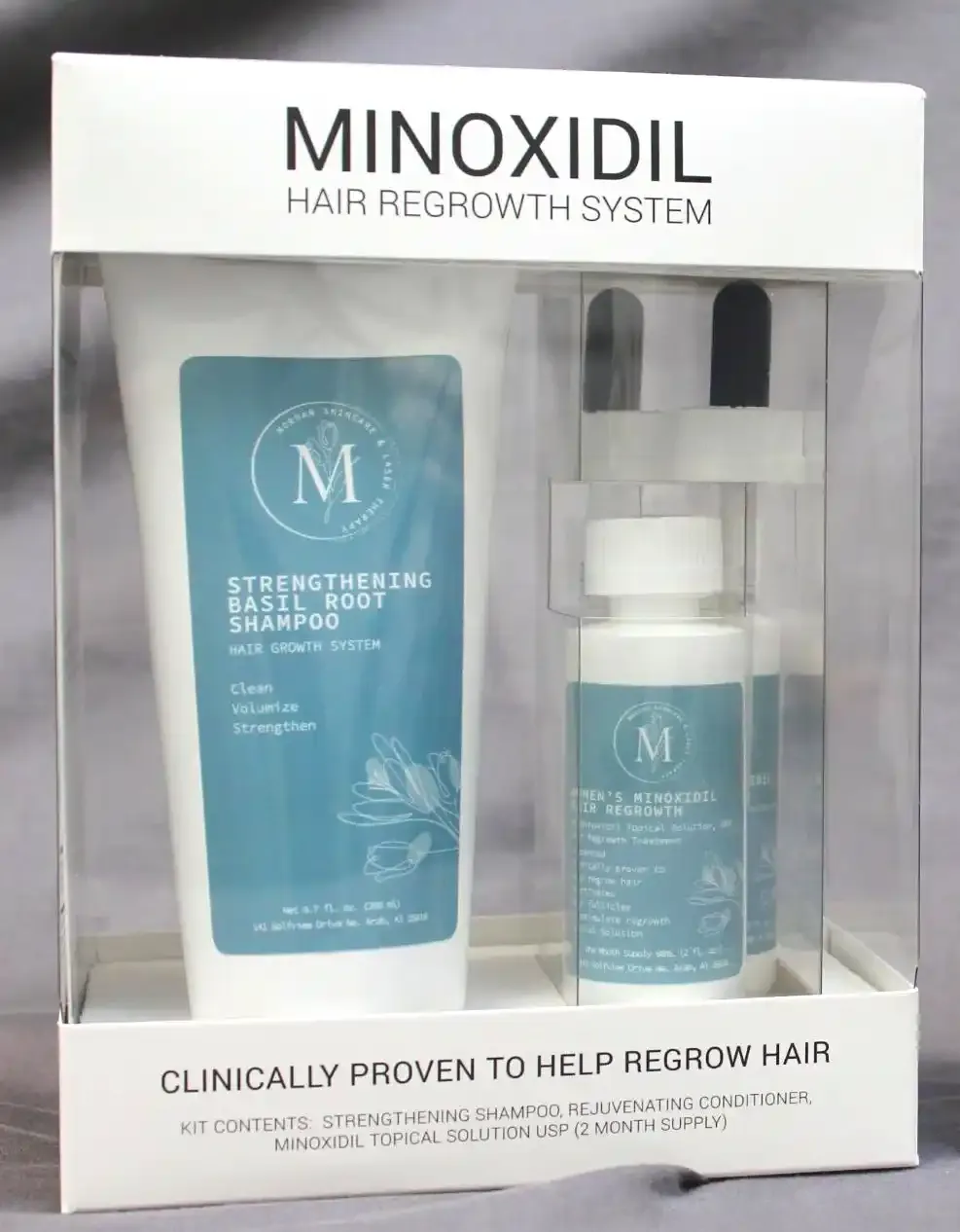 Minoxidil hair regrowth system box
