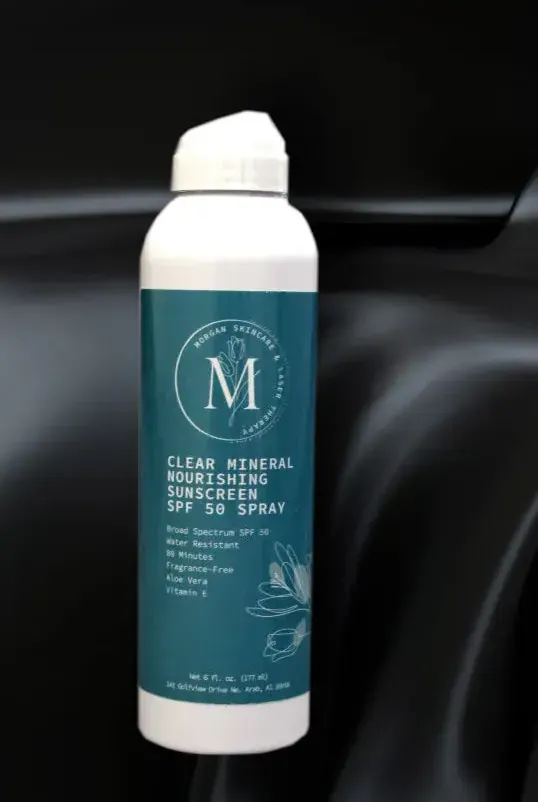 Clear mineral sunscreen spray bottle